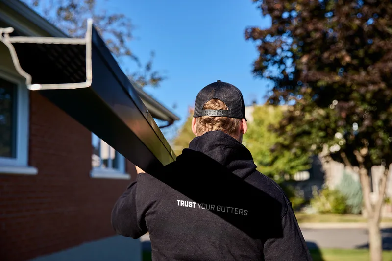 New seamless gutters on a Camrose-area home